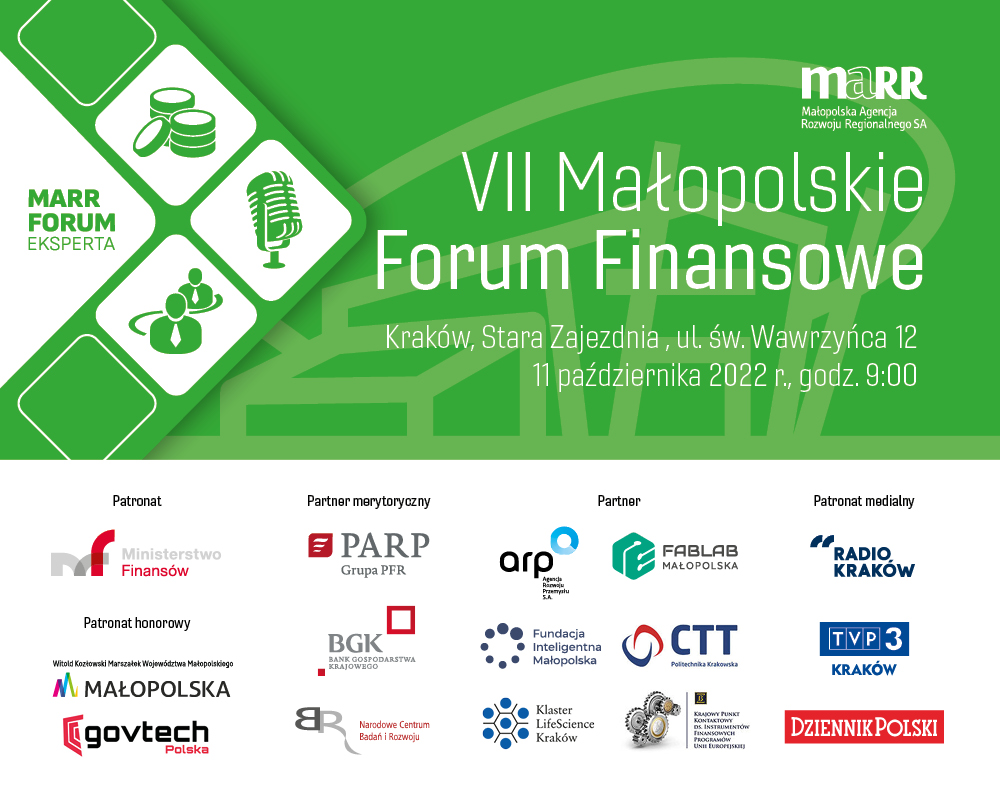 Plakat informujący o VII Małopolskim Forum Finansowym